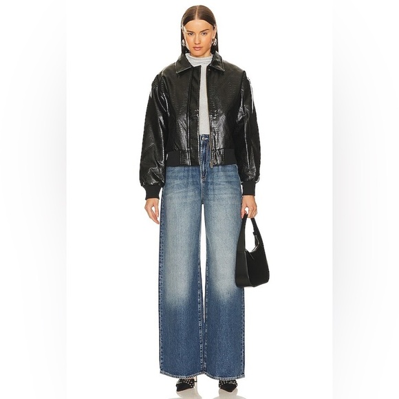 Revolve Superdown Black x bridget katrina oversized jacket SZ Large Faux Leather - Picture 5 of 15